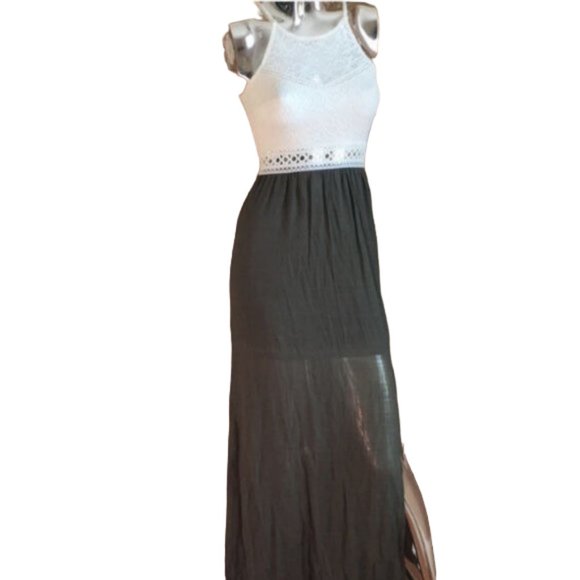 Iz Byer Dresses & Skirts - NWT IZ Byer Maxi Dress in Olive with Cream Lace Top